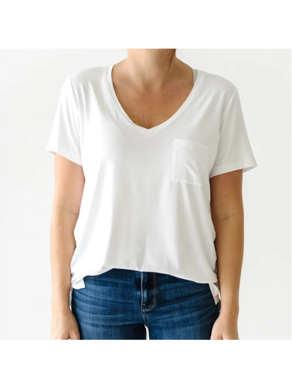 Little Sleepies White Perfect Pocket Tee V-Neck Women’s XL